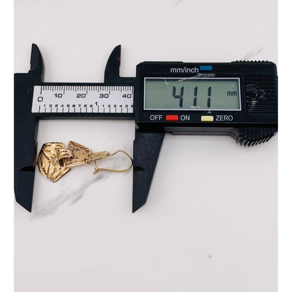 10k Solid Gold Earrings Dangle Mexican Traditiona… - image 7